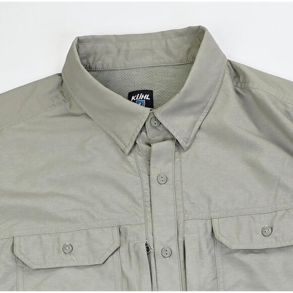Kuhl Size XL Mens Khaki Green Nylon Polyester Back Vent Long Sleeve Logo Shirt - Picture 4 of 15